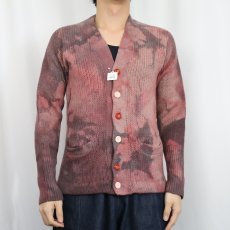 画像3: 60's NORTHERN ISLES ブリーチ×後染め レタードニットカーディガン S (3)