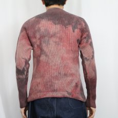 画像4: 60's NORTHERN ISLES ブリーチ×後染め レタードニットカーディガン S (4)