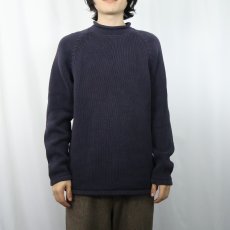 画像2: 90's J.CREW ロールネック コットンニットセーター NAVY S (2)