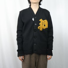 画像2: 〜40's KING SPORTSWEAR COMPANY レタードニットカーディガン BLACK (2)