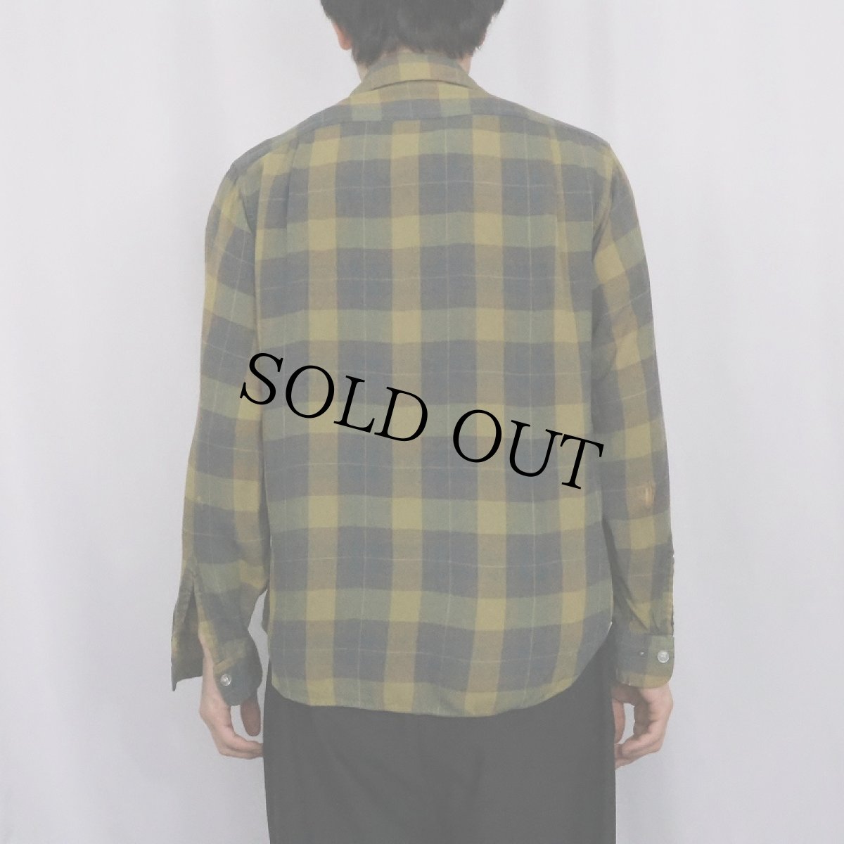 画像3: 50's〜 Sears "Milliken Fabric" チェック柄 レーヨン混 オープンカラーシャツ M (3)