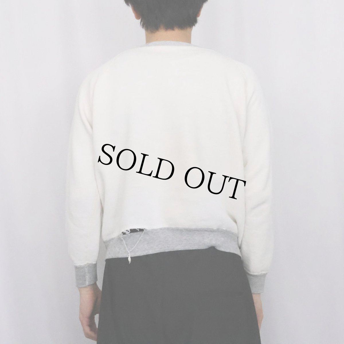 画像3: 50〜60's MCSA 染み込みプリント リブ切り替え ラグランスウェット  (3)