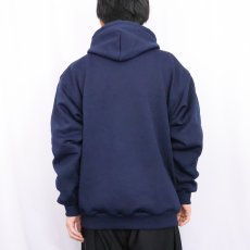 画像3: 90's PLUMA 裏サーマル ポリエステル スウェットジップパーカー NAVY M (3)