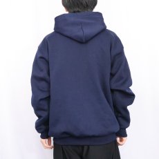 画像3: 90's PLUMA 裏サーマル ポリエステル スウェットジップパーカー NAVY XL (3)