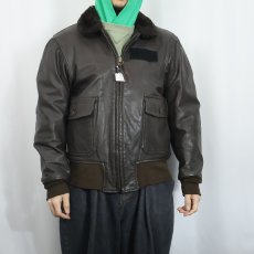 画像2: 90's U.S.NAVY G-1 レザーフライトジャケット SIZE42 (2)