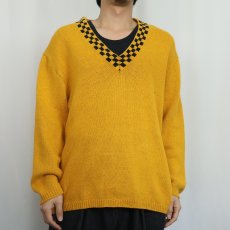 画像2: 80〜90's SK WEAR ラミー×コットン Vネックニットセーター S (2)
