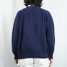 画像3: 80's L.L.Bean コットンラグランニットセーター NAVY  (3)