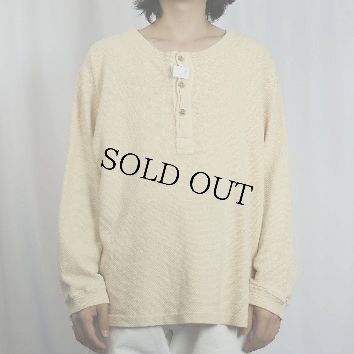 画像2: 80's BANANA REPUBLIC ヘンリーネック サーマルロンT L (2)