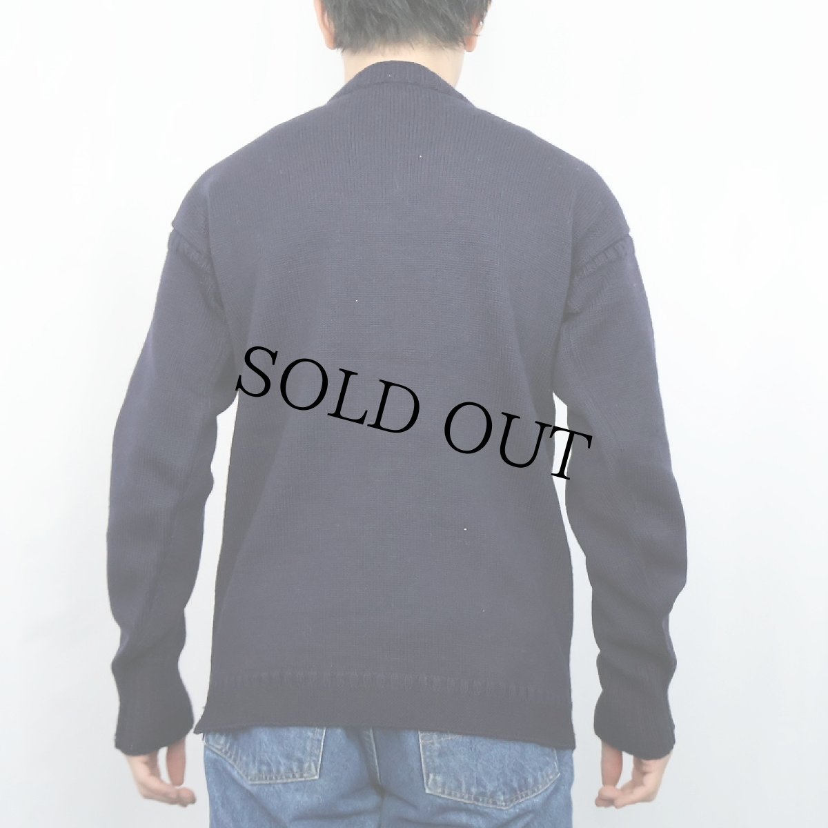 画像3: 【SALE】 VINTAGE ウールガンジーニットセーター NAVY  (3)