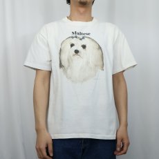 画像2: 90's USA製 "Maltese" 犬プリントTシャツ M (2)