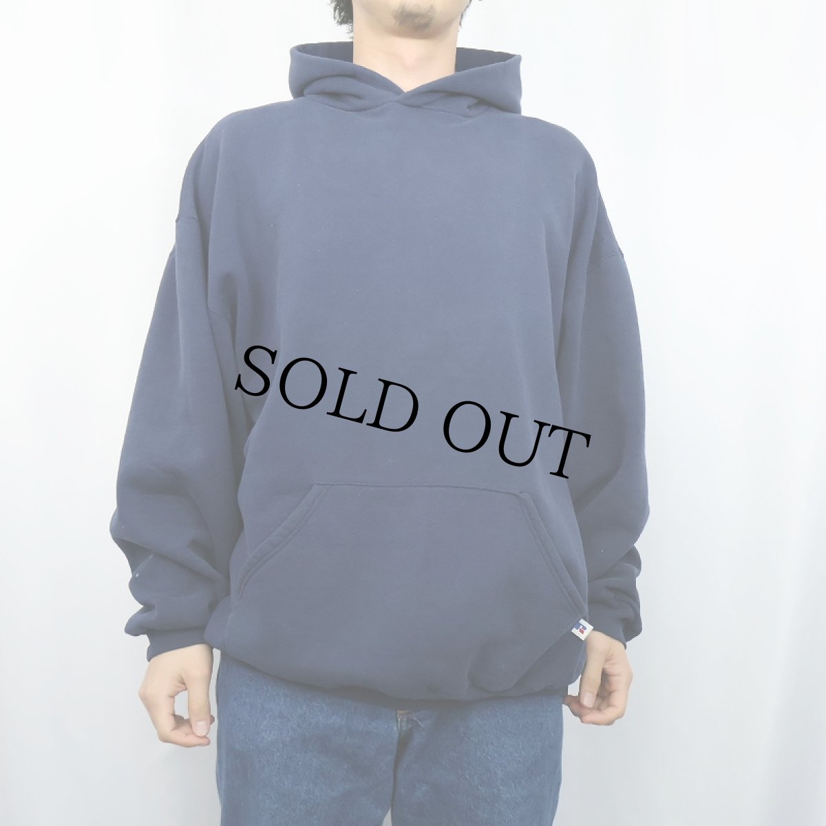 画像2: 90's RUSSELL ATHLETIC USA製 無地スウェットフーディー NAVY XXL (2)