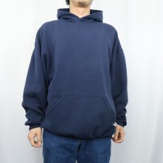 画像2: 90's RUSSELL ATHLETIC USA製 無地スウェットフーディー NAVY XXL (2)