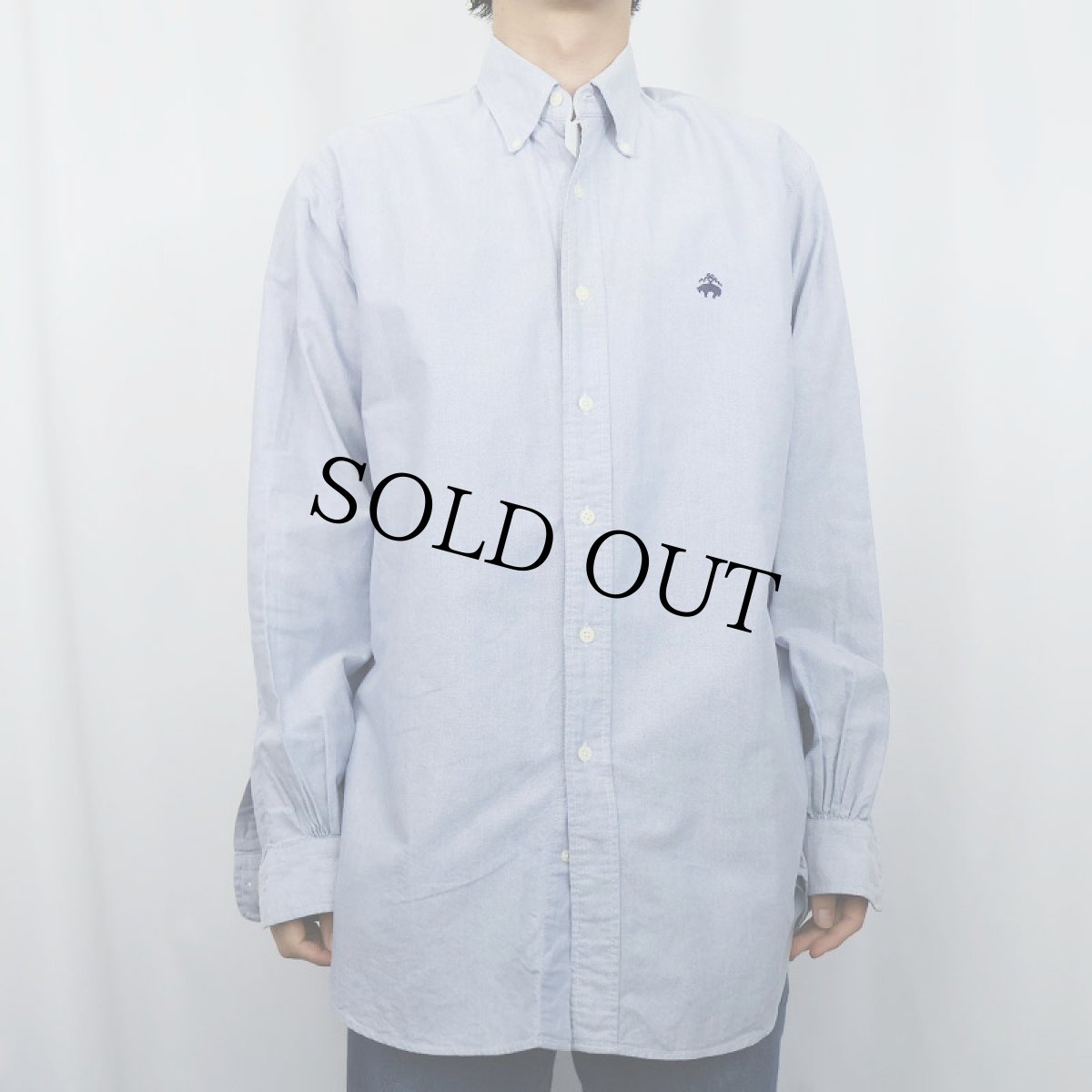 画像2: 【SALE】 90's〜 Brooks Brothers USA製 ロゴ刺繍 オックスフォードボタンダウンシャツ M (2)
