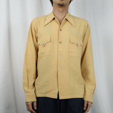 画像2: 40's〜 LIONDALE レーヨン混 ウエスタンデザイン オープンカラーシャツ M (2)