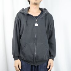 画像2: 無地 フェード スウェットジップパーカー BLACK  (2)