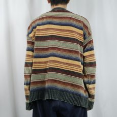 画像3: GEOFFREY BEENE マルチボーダー柄 コットンニットセーター L (3)