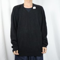 画像2: CF Cashmere Vネック カシミヤニットセーター BLACK XL (2)