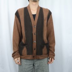 画像2: 〜70's DARTMAUTH SPORTSWEAR 切り替えデザイン ニットカーディガン L (2)