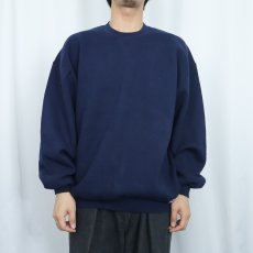 画像2: 90's RUSSELL ATHLETIC USA製 前V 無地スウェット NAVY XL (2)