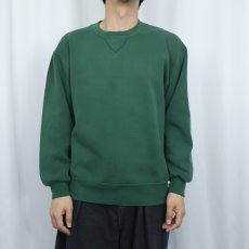 画像2: 90's RUSSELL ATHLETIC USA製 前V 無地スウェット GREEN L (2)