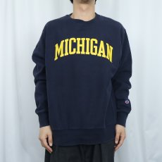 画像2: Champion REVERSE WEAVE "MICHIGAN" プリントスウェット NAVY L (2)