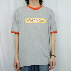 画像2: 90's Porn Star USA製 ロゴプリントリンガーTシャツ  (2)