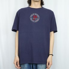 画像2: 90's POLO SPORT Ralph Lauren USA製 フロッキープリントTシャツ NAVY L (2)