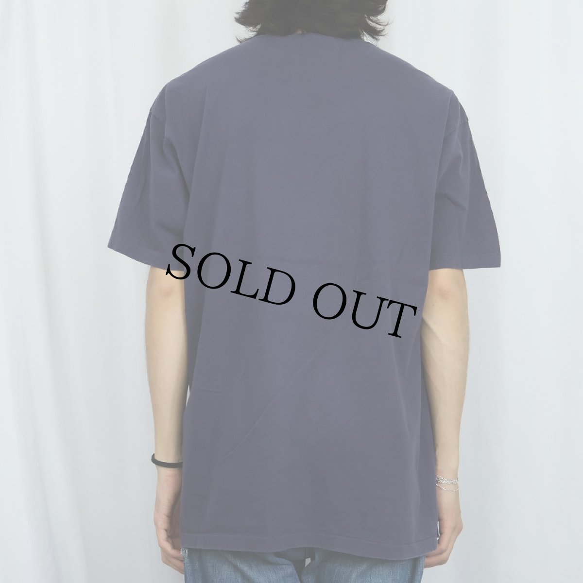 画像3: 90's POLO SPORT Ralph Lauren USA製 フロッキープリントTシャツ NAVY L (3)