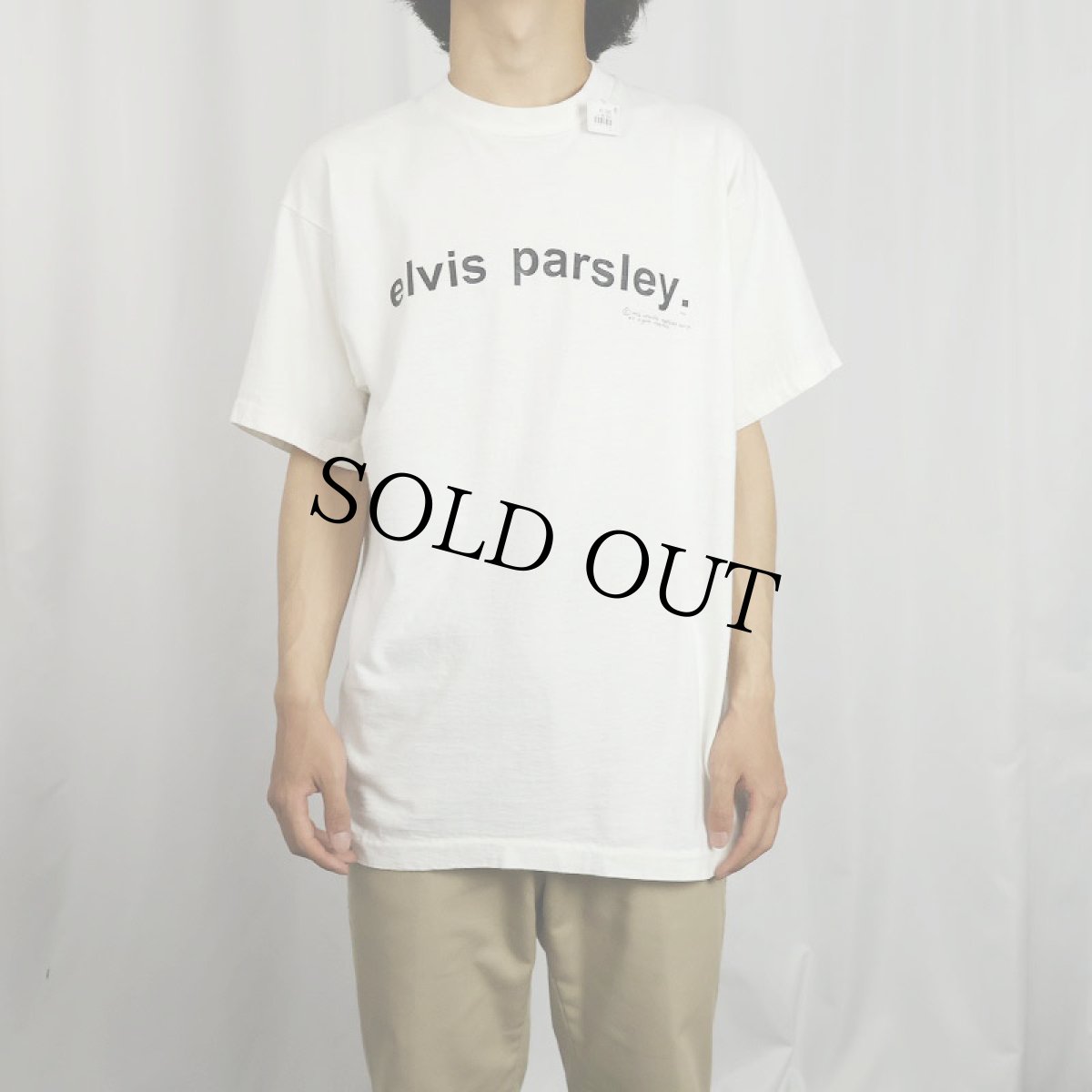 画像2: 90's〜 "elvis parsley" ミュージシャンパロディプリントTシャツ L (2)