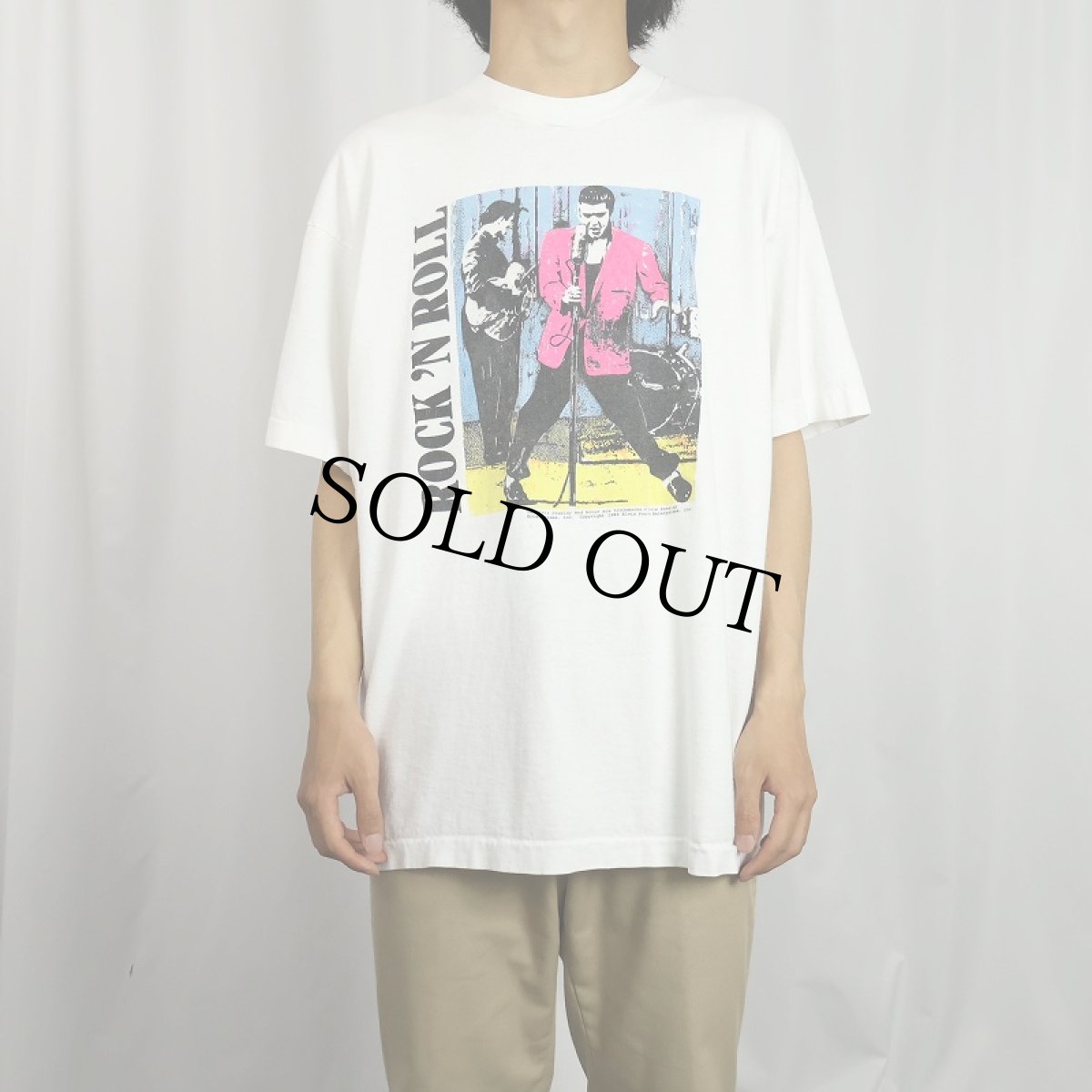 画像2: 90's Elvis Presley USA製 "ROCK'N ROLL" ミュージシャンプリントTシャツ XL (2)