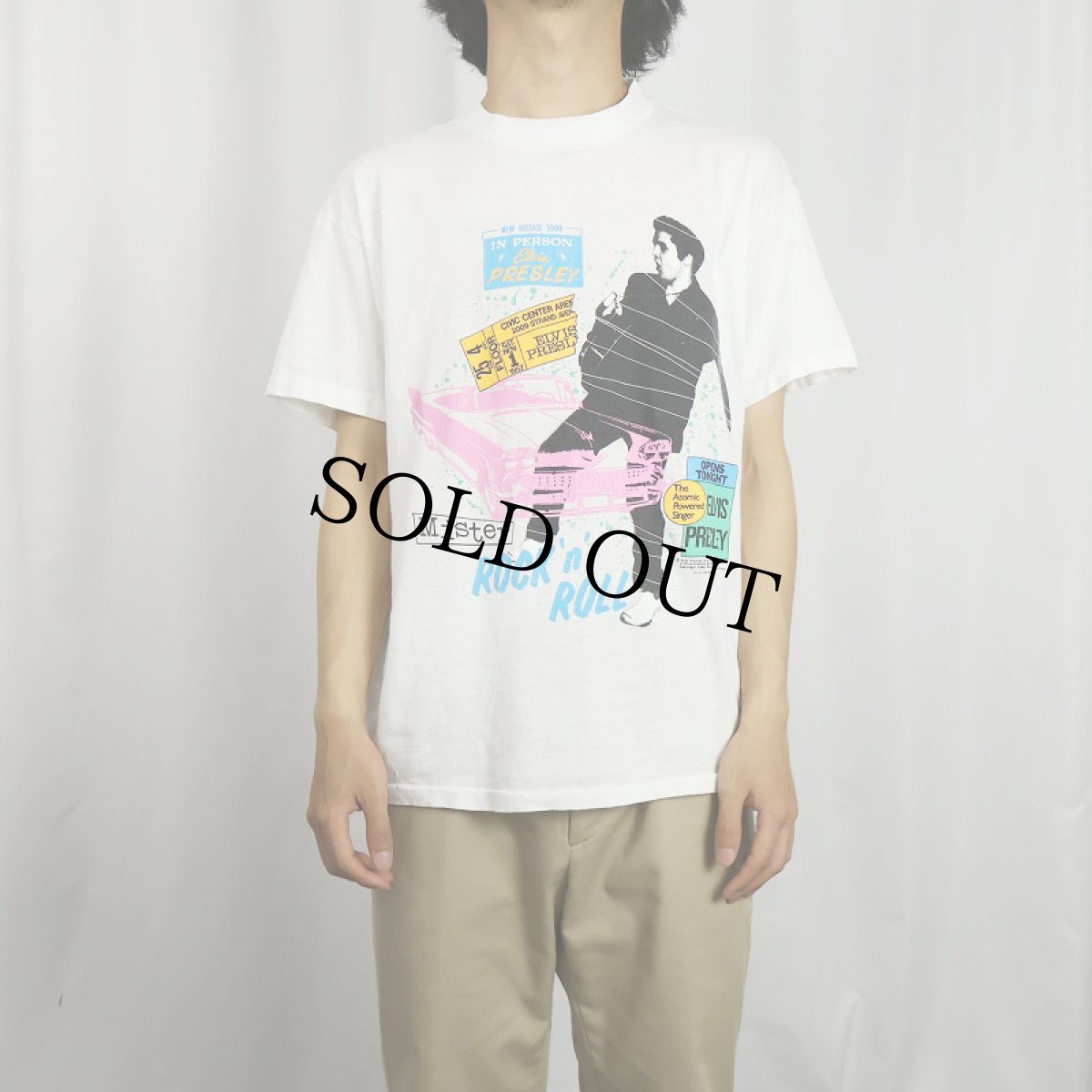 画像2: 80's Elvis Presley USA製 ミュージシャンプリントTシャツ L (2)