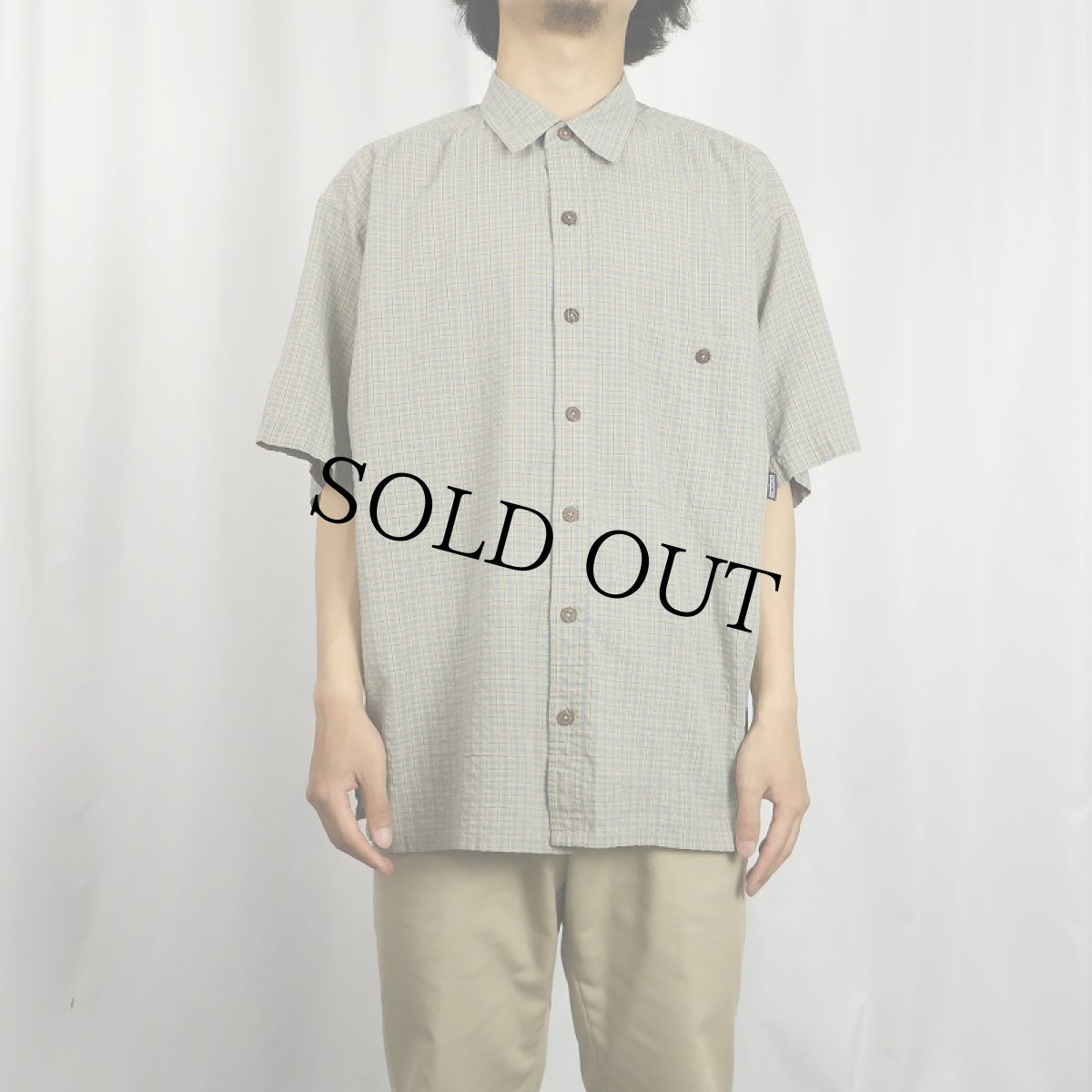 画像2: 【お客様HOLD中】2000's Patagonia チェック柄 シアサッカーシャツ M (2)