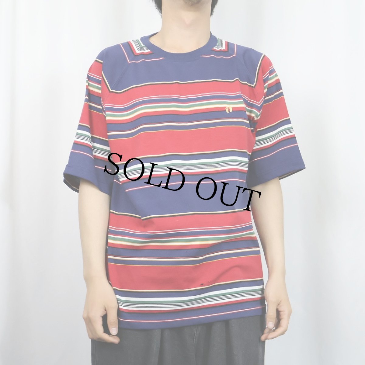 画像2: 80〜90's HANG TEN USA製 マルチボーダー柄 ラグランTシャツ  (2)