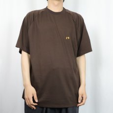 画像2: 80's HANG TEN ロゴ刺繍 ラグランTシャツ BROWN L (2)