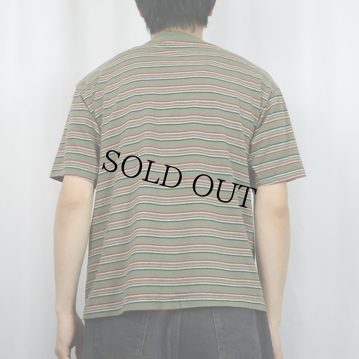 画像3: 90's HANG TEN USA製 マルチボーダー柄 ロゴ刺繍 Ｔシャツ L (3)