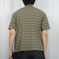 画像3: 90's HANG TEN USA製 マルチボーダー柄 ロゴ刺繍 Ｔシャツ L (3)