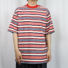 画像2: 80's PURITAN マルチボーダー柄 パイルＴシャツ タグ付き XL (2)