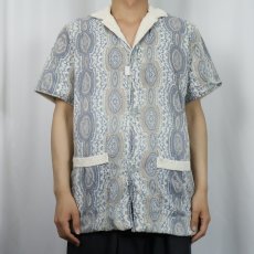 画像2: 60〜70's SURF KING 総柄 パイル ビーチシャツ M (2)