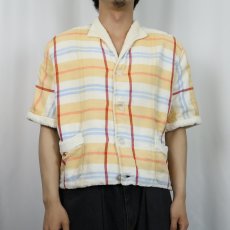 画像2: 60〜70's チェック柄 パイル ビーチシャツ  (2)