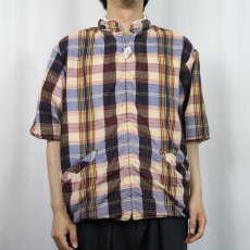 画像2: 70's McGREGOR USA製 チェック柄 フード付き パイル ビーチシャツジャケット  (2)