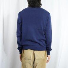 画像3: POLO Ralph Lauren ロゴ刺繍 Vネック ピマコットンニットセーター NAVY M (3)