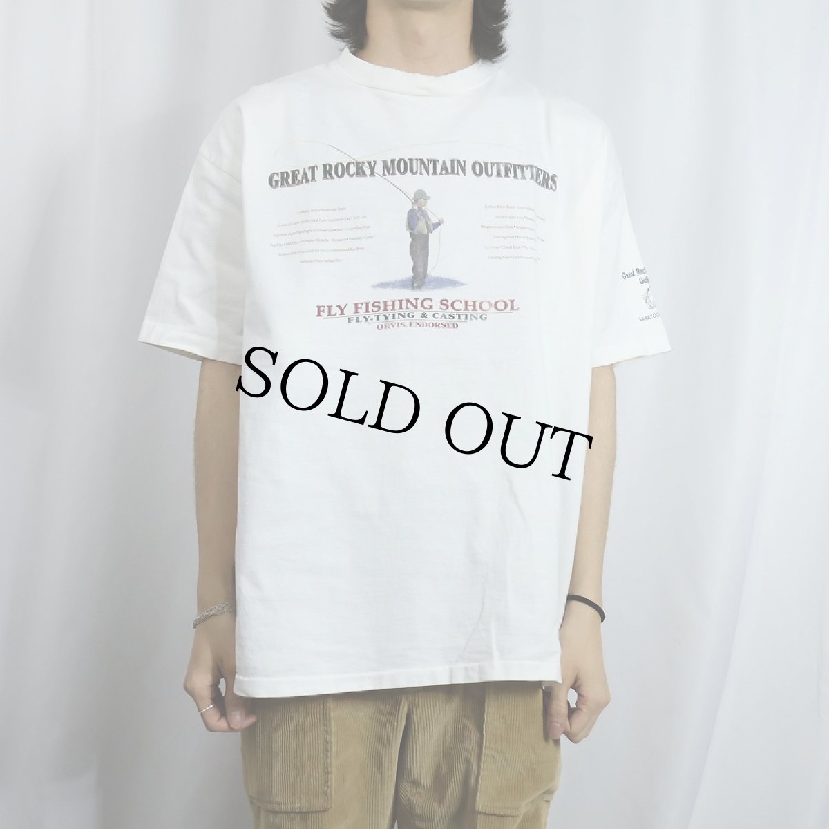 画像2: 90's ORVIS USA製 "GREAT ROCKY MOUNTAIN OUTFITTERS" フィッシングTシャツ L (2)