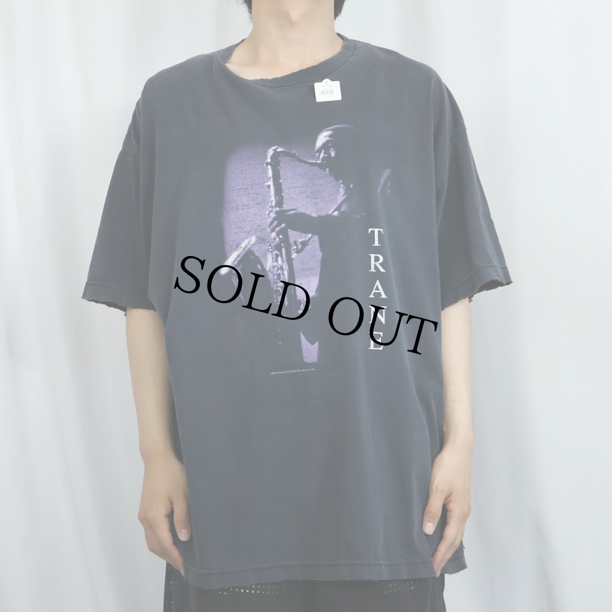 画像2: 90's〜 John Coltrane サックス奏者 プリントTシャツ BLACK 2XL (2)