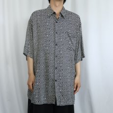 画像2: BACHRACH 総柄 レーヨンシャツ XL (2)