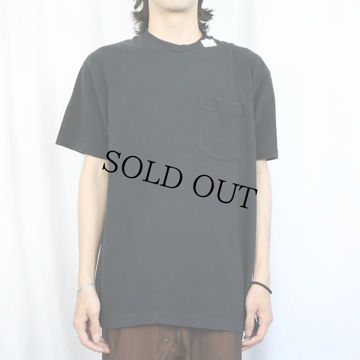 画像2: 80's FRUIT OF THE LOOM USA製 無地ポケットTシャツ BLACK XL (2)