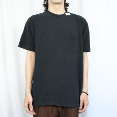 画像2: 80's FRUIT OF THE LOOM USA製 無地ポケットTシャツ BLACK XL (2)