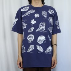 画像2: 90's MICHIGAN RAG CO. USA製 シェル柄 プリントTシャツ NAVY  (2)