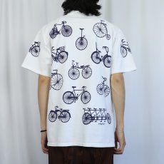 画像3: 90's MICHIGAN RAG CO. USA製 自転車柄 プリントTシャツ L (3)