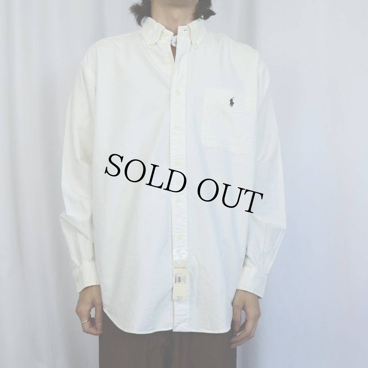画像2: Ralph Lauren "BIG SHIRT" ロゴ刺繍 コットンボタンダウンシャツ M タグ付き未使用 (2)