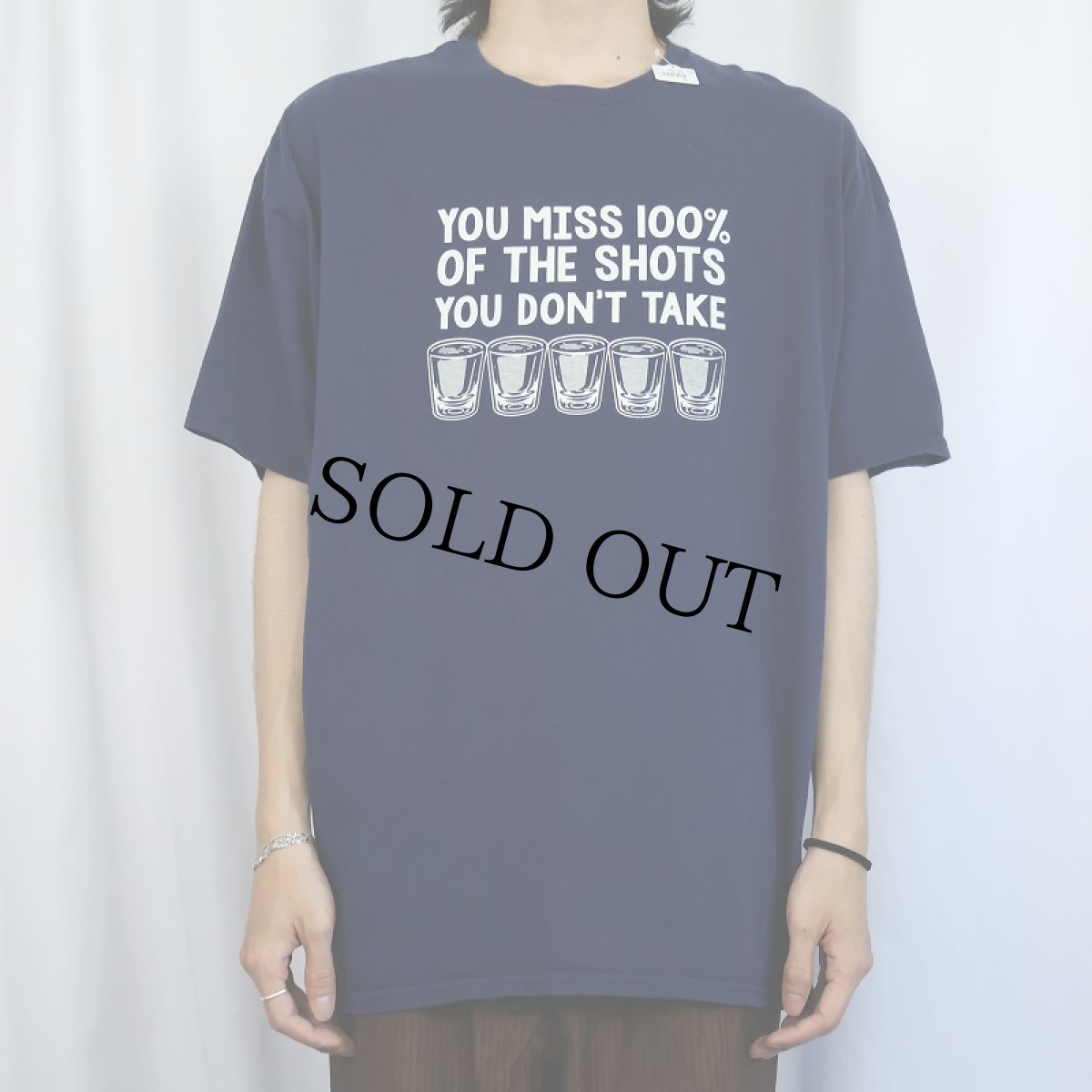 画像2: "YOU MISS 100% OF THE SHOTS YOU DON'T TAKE" ジョークプリントTシャツ NAVY 2XL (2)